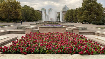 Fountains and linden alley above the square