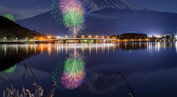 河口湖冬季花火大会