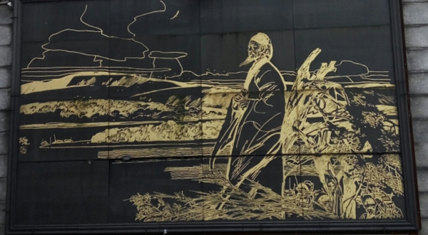 杜甫长沙泊舟登岸图