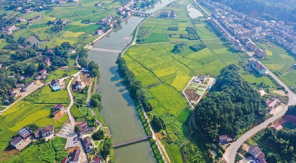 画里小河网红鱼鳞坝